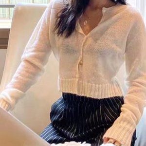 Lazy style mohair thin short cardigan top for women